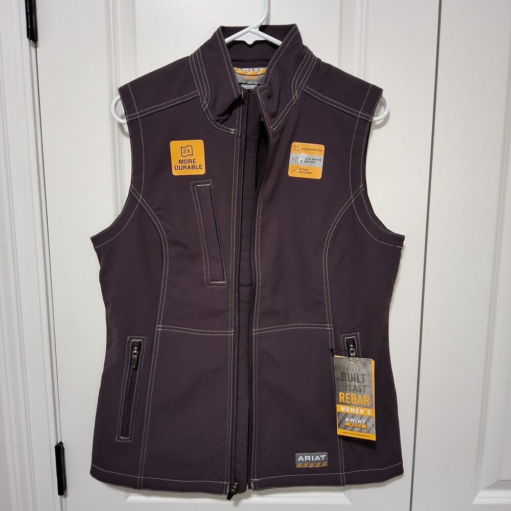 Ariat Women's Rebar Stretch Canvas Softshell Purple Vest Size Medium New w/Tag